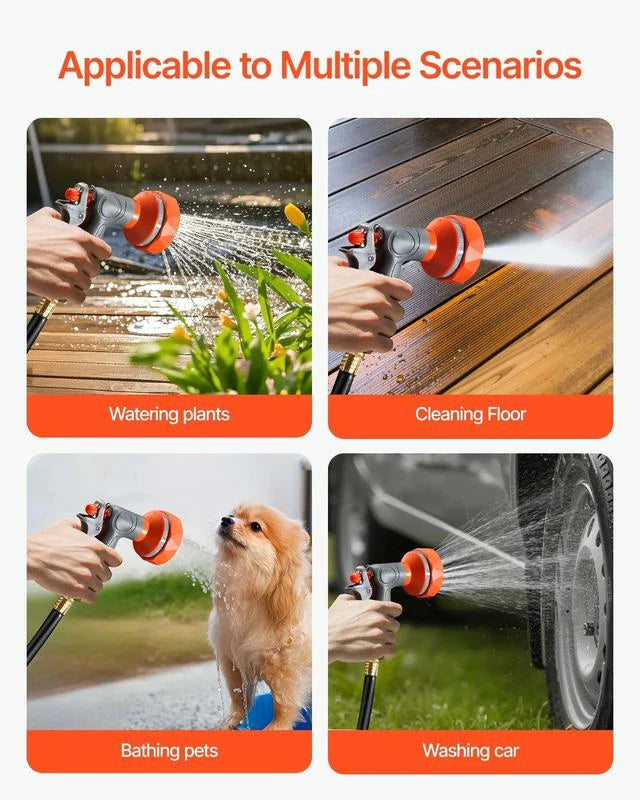 All-Weather Retractable Hose Reel-9-Pattern Spray Nozzle + Lock-Any-Length Control